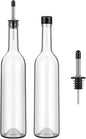 Maxdot 2 Pcs Long Neck Bottle with Pourer 750ml Glass Liquor Bottle juice Pour Bottles Syrup Bottles Glass for Home Wine Liquor Juice Making Wedding Anniversary Party