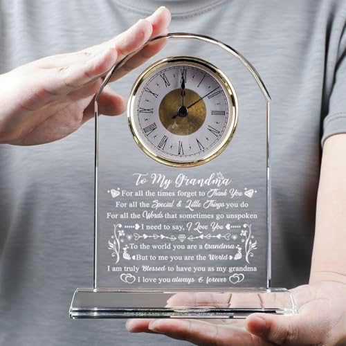 Gifts for Grandma, Grandma Birthday Gift Ideas with Laser Engraving Glass Clock, Grandma Gifts for Christmas Valentines Mothers Day - Image 5