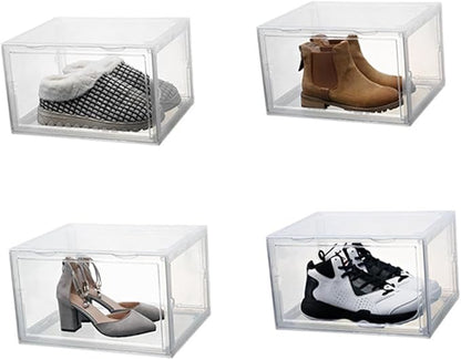 SEWACC Shoe Storage Boxes with Magnetic Door Dustproof Stackable Shoe Organizer Containers for Home Closet for Sneakers and Boots