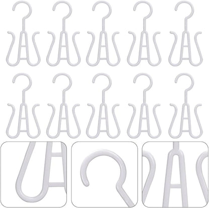 10pcs White Plastic Shoe Hangers Double Hooks Shoe Organizer Rack for Closet Hanging Storage and Slipper Drying