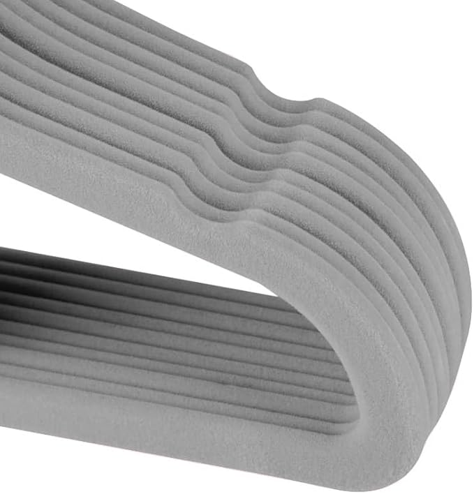 50 Pack Velvet Baby Hangers Non-Slip Clothes Hanger with Swivel Hooks, Space Saving Infant Toddler Closet Organizers, Ultra Thin Durable Child Hangers for Nursery, Kids, Children Wardrobe (Grey)