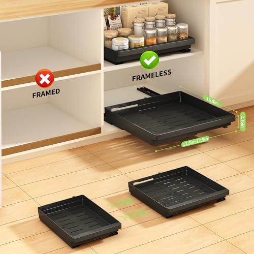 DOMNIU Pull Out Cabinet Organizers Expandable,Black,16.9"Depth,2 Pack - Image 3