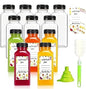 Leaflai Plastic Juice Bottles with Caps 12 pcs- 8oz Reusable Juice Containers with Tamper Proof Lids Black- Clear Juice Bottles for Juicing Milk Smoothie Drinking and Other Beverages Christmas Gifts