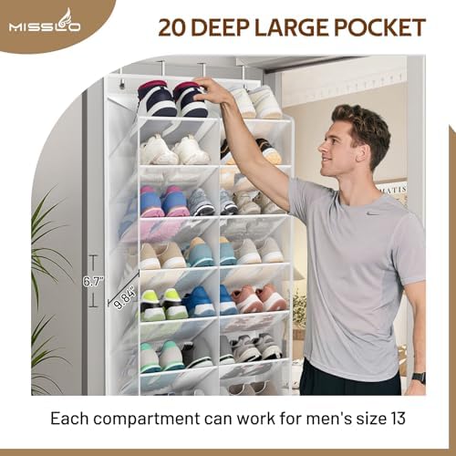 MISSLO Clear Over the Door Shoe Organizer Bundle 30 Pairs Over the Door Shoe Organizer