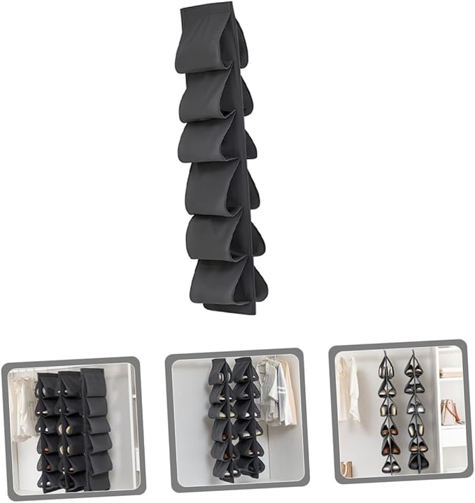 SOLUSTRE Double-Sided Closet Hanging Organizer Bag 12 Compartments for Clothes Towels Shoes -Saving Fabric Storage Solution for Bedroom and Home