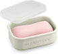 Quatish Compact Leakproof Travel Soap Case, Silicone Soap Box with Draining Layer, Enhanced Soap Container, Suitable for Camping, Gym, Bathroom, Outdoor Essentials, Beige