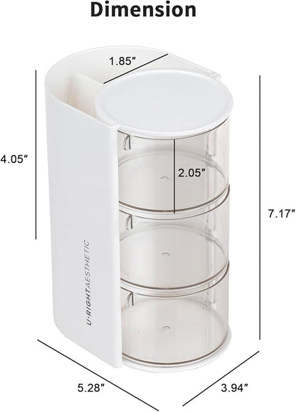FABROK 3-Layer Clear Hair Accessories Organizer with Hair Brushes Holder, Rotatable Small Jewelry Box for Clip Earring Necklaces, Desktop Organizer Case for Cotton Swab, Accessories
