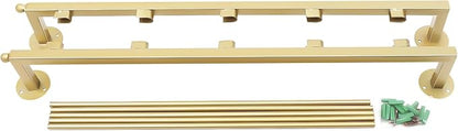 5-Tier Wall Mounted Scarf Display Rack, 23.6 x 29.5in Metal Scarf Holder, Commercial Hijab Organizer Stand, Space Saving for Retail Stores, Boutiques, Home (Gold)