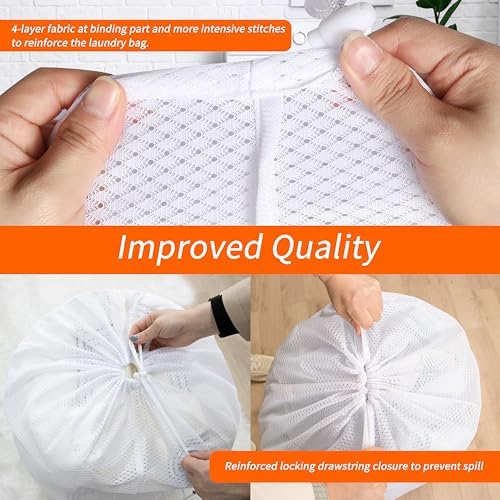 Polecasa 2 Pack Heavy Duty Diamond Mesh Laundry Bag, 30x36", White - Image 4