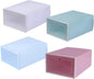 PRETYZOOM 4Pcs Capacity Transparent Thickened Plastic Storage Case with Clamshell Design Drawer Type Shoes Container Shaped Lid for Seasonal Shoe Organization Dust