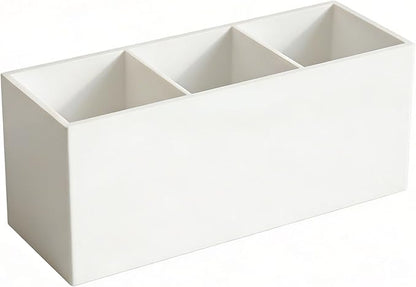 Daxolanz 3 Section Acrylic Cutlery Organizer for Countertop, Modern Flatware Storage Caddy for Spoons Forks Knives, Space Saving Utensil Holder for Kitchen, Cabinet or Dining Room (Medium)