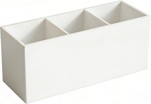 Daxolanz 3 Section Acrylic Cutlery Organizer for Countertop, Modern Flatware Storage Caddy for Spoons Forks Knives, Space Saving Utensil Holder for Kitchen, Cabinet or Dining Room (Medium)