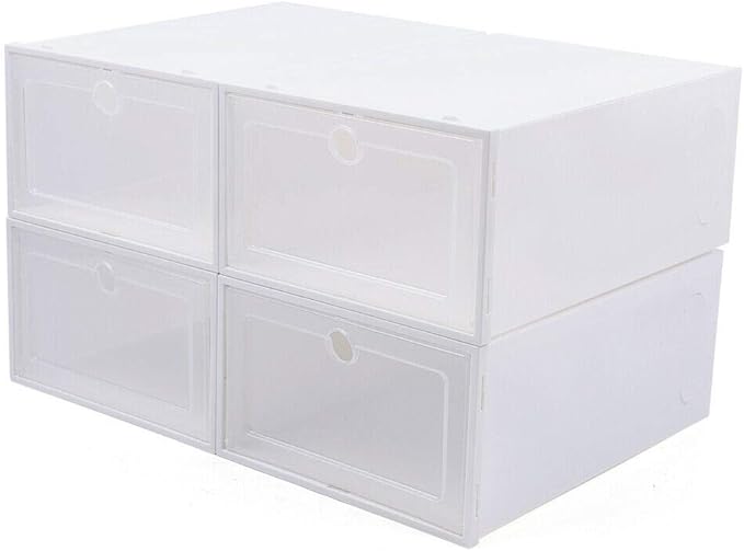 Shoe Boxes Clear Plastic Stackable,24 Pack Shoe Storage Boxes, Shoe Storage Box, Shoe Organizer for Closet, Space Saving Foldable Shoe Sneaker Containers Bins Holders