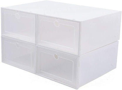Shoe Boxes Clear Plastic Stackable,24 Pack Shoe Storage Boxes, Shoe Storage Box, Shoe Organizer for Closet, Space Saving Foldable Shoe Sneaker Containers Bins Holders