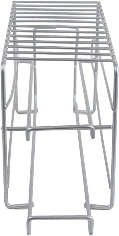 Home Basics Steel Can Dispenser, (Silver) 12 Can Soda Organizer For Refrigerator And Pantry | 2 Tier Can Holder