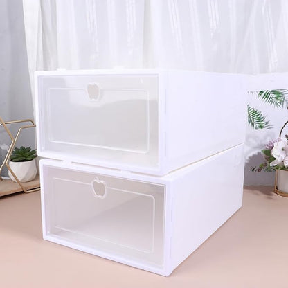 Healifty 6pcs Thickened Transparent Shoe Boxes Drawer Type Organizer for Sneakers High Heels Boots Space Saving Stackable Shoe Storage Bins with Plastic Design for Easy Viewing and Multi