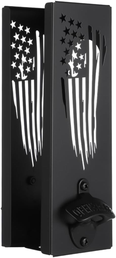 Can Cooler Holder with Bottle Openers, 2 in 1 Wall Mountable Can Cooler Shelf, Metallic Can Cooler Dispenser Plus Bottle Openers, Beer Gear for Parties Bars