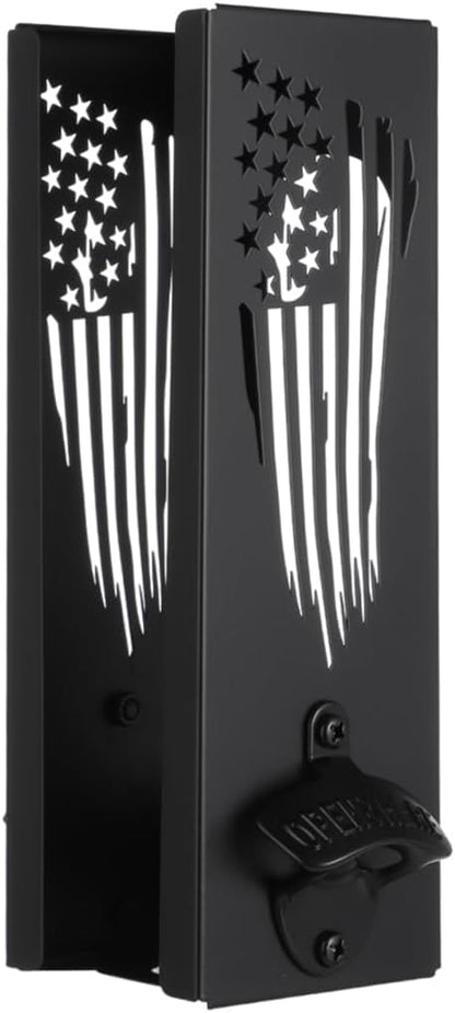 Can Cooler Holder with Bottle Openers, 2 in 1 Wall Mountable Can Cooler Shelf, Metallic Can Cooler Dispenser Plus Bottle Openers, Beer Gear for Parties Bars
