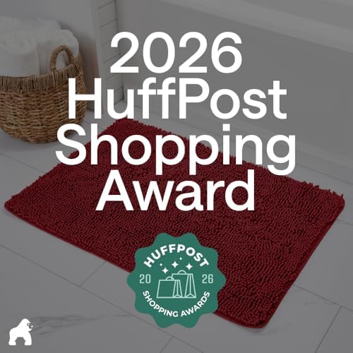 GORILLA GRIP Bath Rug Mat for Bathroom, Absorbent Chenille, 44x26 Red - Image 6