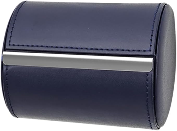 YY YEARCHY Men's Necktie Travel Case, Tie Anti-Wrinkle Organizer Box - Formal Cylinder Shape (Blue)