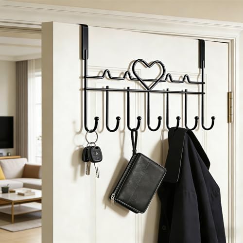 Over The Door Hook, Over Door Hanger for Coat, Towel, Bag, Robe (1 Pack, Black) - Image 3