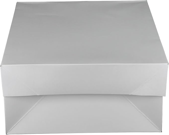 Hat Boxes with Handles - White - 14" x 14" x 7" - Case of 25 - Sturdy White Cardboard Hat Box with Handles - Premium Cardboard Hat Boxes with Lids for Secure Storage - Elegant Hat Box Solution