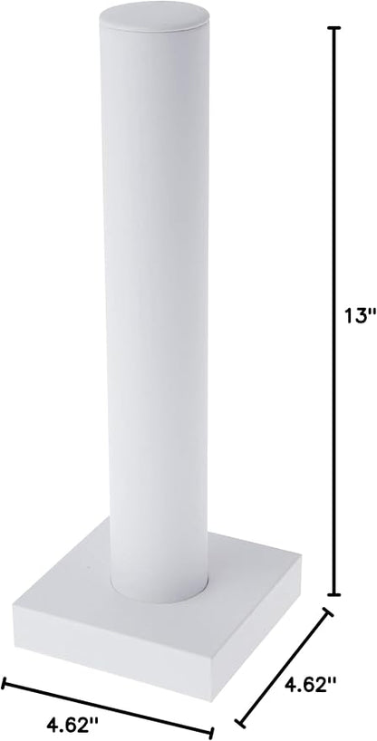 Plymor White Faux Leather Vertical Bracelet Display Stand, 4.625" W x 13" H (Pack of 6)