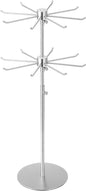 uxcell Keychain Display Stand, 1Pcs - Metal 2-layer Rotating Jewelry Display Stand with 8 Hook, Adjustable Display Rack for Necklace Craft Shows (Silver)