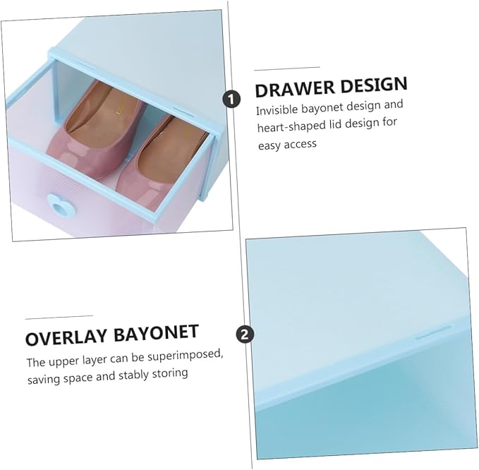3Pcs Style Transparent Shoe Boxes Dustproof Moisture-resistant PP Plastic Storage Containers with Large Capacity and Slot Design for Socks Cosmetics Organization