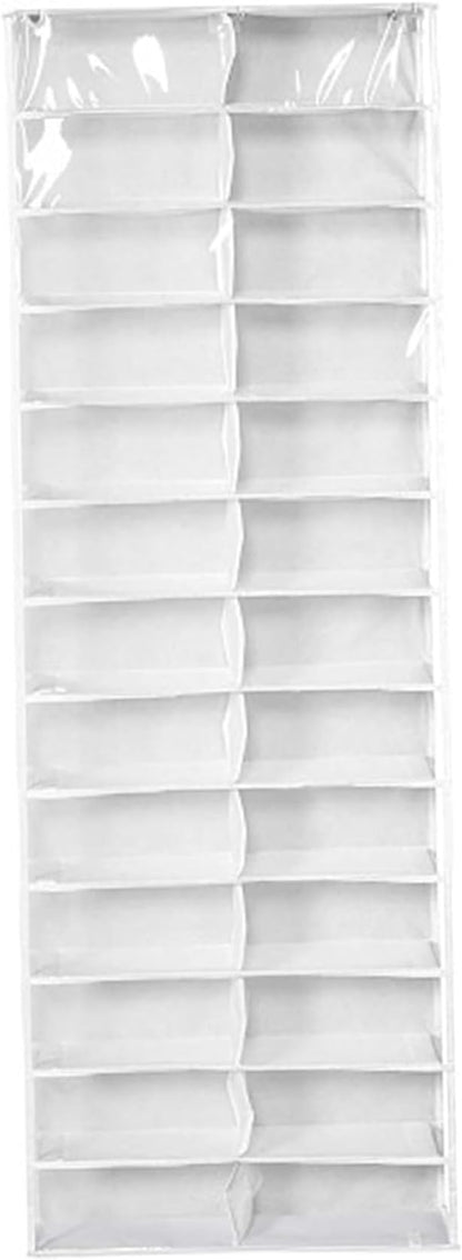 Over the Door Hoodie Organizer, Over the Door Sweatshirt Organizer Hanging Clear Shoe with 26 Pocket Foldable Heavy Duty Toy Storage