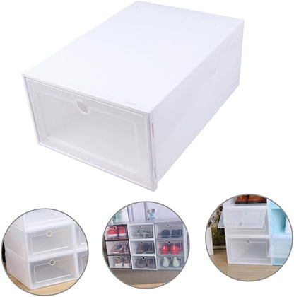 iplusmile 6pcs Transparent Plastic Shoe Boxes Drawer Type Stackable Shoes Storage Containers Dustproof Organizer for Men for