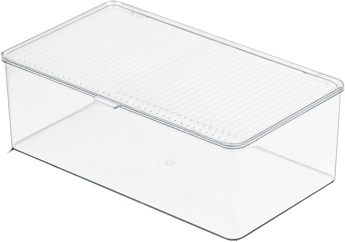ZEXALOR Clear Plastic Storage Bin with Lid, Makeuo Holder, Fridge Organizer, Refrigerator Organizers and Storage, Small Container for Pantry, Office, Dresser, Bathroom, Kitchen, Snack