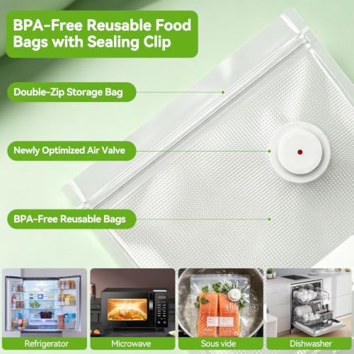 Reusable Vacuum Sealer Bags for Food with Air Valve 25 Pack Small 26x28 CM - Image 2