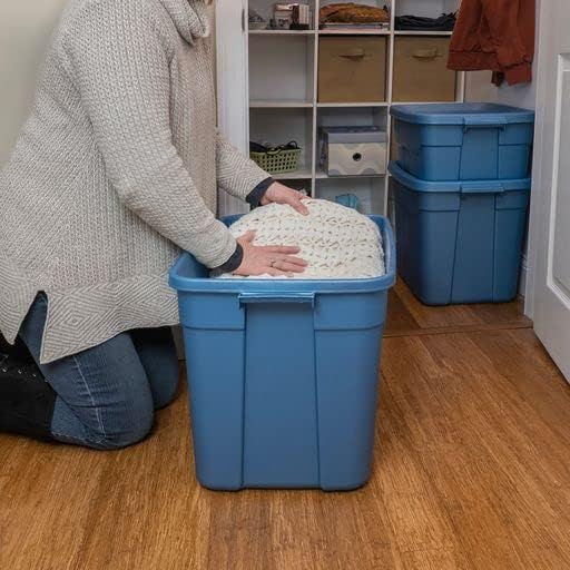 Rugged Tote, 18-Gallon Rugged Storage Container & Standard Snap Lid, (16.6H x 24.2W x 16.2D), Stackable Organization Tote [2 Pack]