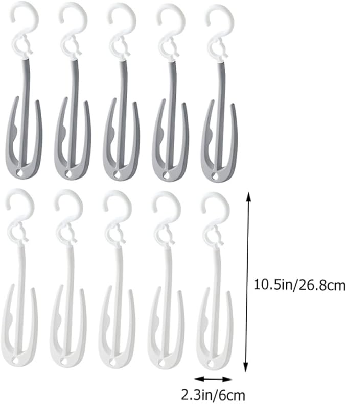 Happyyami 10pcs Double Hook Shoe Hanging Hooks Shoes Drying Rack for Door Storage Organizer Space-Saving Easy to Install Suitable for Laundry Room