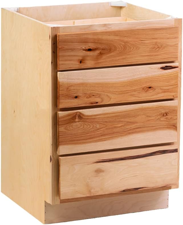 Quicklock RTA (Ready-to-Assemble) | Base Kitchen Cabinets - Shaker Style | Made in America (Rustic Hickory, 18" Wx34.5 Hx24 D 4 Drawer)