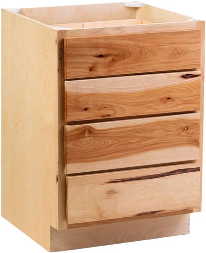 Quicklock RTA (Ready-to-Assemble) | Base Kitchen Cabinets - Shaker Style | Made in America (Rustic Hickory, 18" Wx34.5 Hx24 D 4 Drawer)