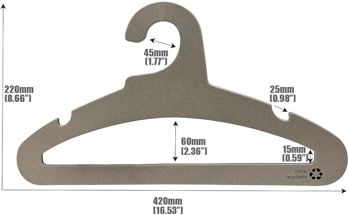 17" Eco-Friendly Cardboard Hangers for Adult Clothes - 50 Pack of Durable, Recyclable Paper Coat Hangers - Perfect for Storage and Drying of Men's and Women's Clothing
