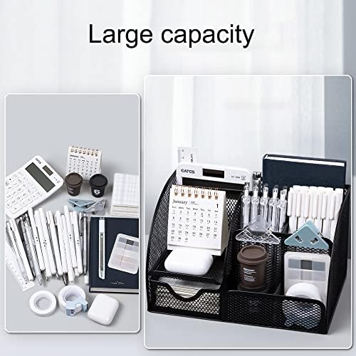 Metal Mesh Stationery Organizer Pen/Pencil Holder - Black - Image 4