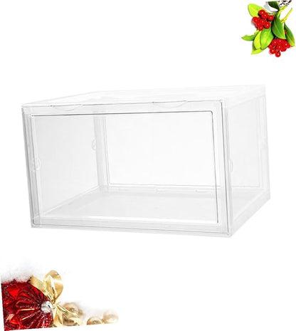Shoe Storage Box with Dustproof Door Buckle, Stackable Shoe Organizer Container for Sneaker and Boot Closet Storage