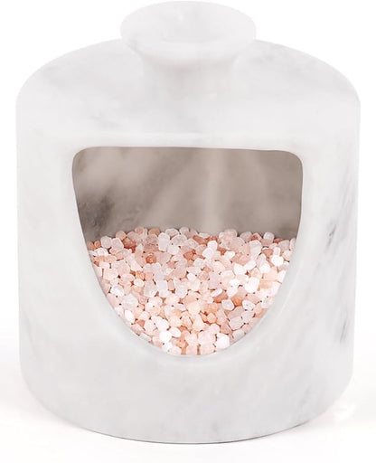 Radicaln Marble Salt Cellar 4.5" Inch White Handmade Salt Jar & Table Salt Storage For Kitchen Countertop, Ideal Pig Salt Container, Salts Dish & Sugar Bowl For Table