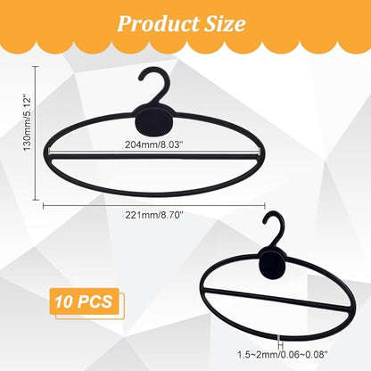 AHANDMAKER 10 Pcs Black Scarf Hanger, Oval Scarf Hanger Ring Tie Scarf Holder Organizer Space Saving Plastic Hanging Scarf Hanger, for Shop Home Scarves Headscarves Sorting Storaging, 8.7 Inch
