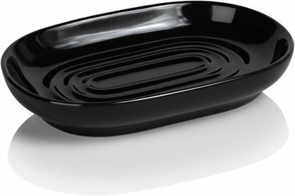 AIMAIAIMAI Black Ceramic Soap Dish, Minimalist Bar Soap Holder - Elegant Hostess Gift, Housewarming Gift for New Home, Decorative Soap Tray for Bathroom, Kitchen