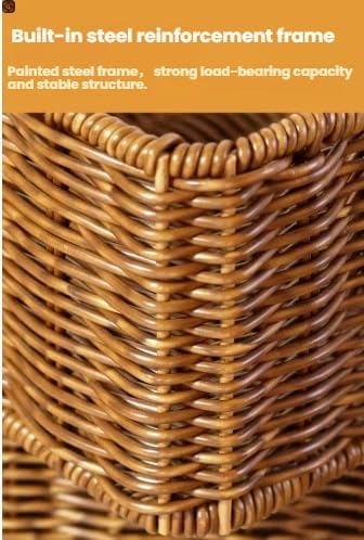 Plastic Storage Baskets for Shelves and Cabinets, Wicker Storage Baskets for Shelves, Pantry Baskets Organization and Storage, Water-Resistant and Durable(Set of 2, Dark Brown)