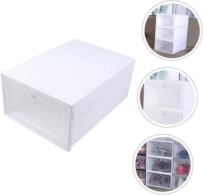 6pcs Stackable Transparent Drawer Shoes Boxes with Breathable Dustproof Plastic Shoe Containers for Men Sneaker Storage Organizer