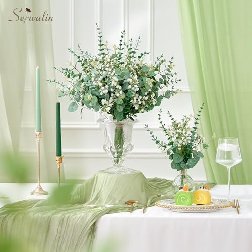 Serwalin 25PCS Mixed Eucalyptus Stems with Baby's Breath Greenery - Image 2