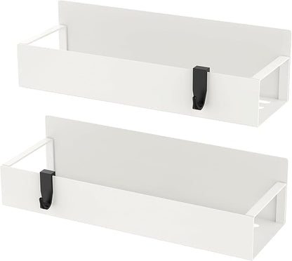 HuggieGems 2 Pack Magnetic Spice Storage Rack Organizer for Refrigerator and Oven, Cream White Fridge Organizers and Storage