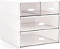 Marknor Makeup Organizer, Desk Organizer with 4 Drawers, Sundries Storage，Vanity Organizer, Cosmetic Storage Organizer, Desk Storage Box, Bathroom Counter or Dresser, White QBH-4CT-1