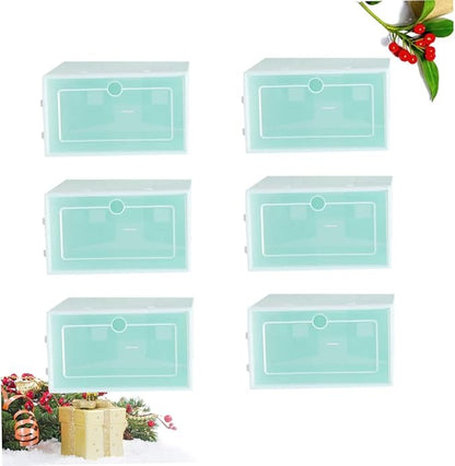 6PCS Stackable Shoe Storage Box Thick Plastic Shoe Containers Foldable Design for Sneakers Closet Organization Space-Saving Solution