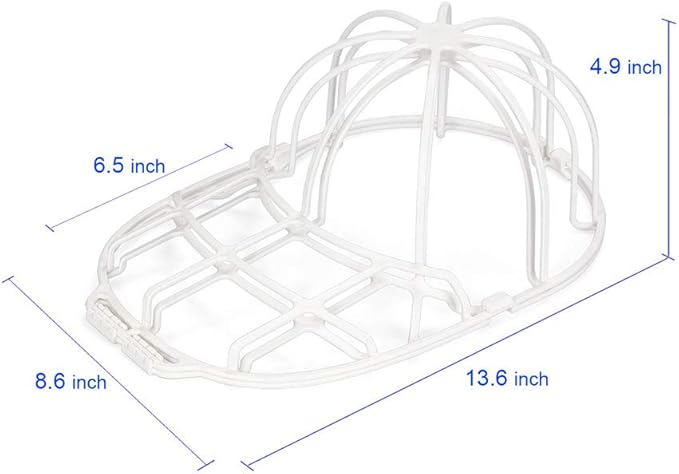 Hat Washer (3 Pack) - Baseball Cap Cleaner for Adults & Kids, Durable Plastic Hat Holder for Portable Washing Machines or Dishwashers, White